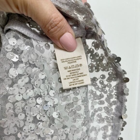 Free People Intimately Silver Sequin Strappy Tank Top Size XS - Picture 11 of 12